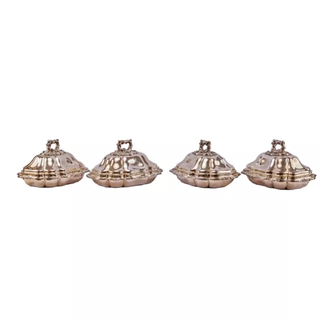Set antico di 4 piatti antipasti argento Giorgio IV
