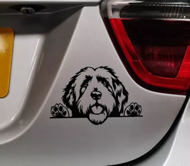 Old English Sheepdog Peeking Dog,Decal Sticker Car Van Bike Bumper Window Laptop