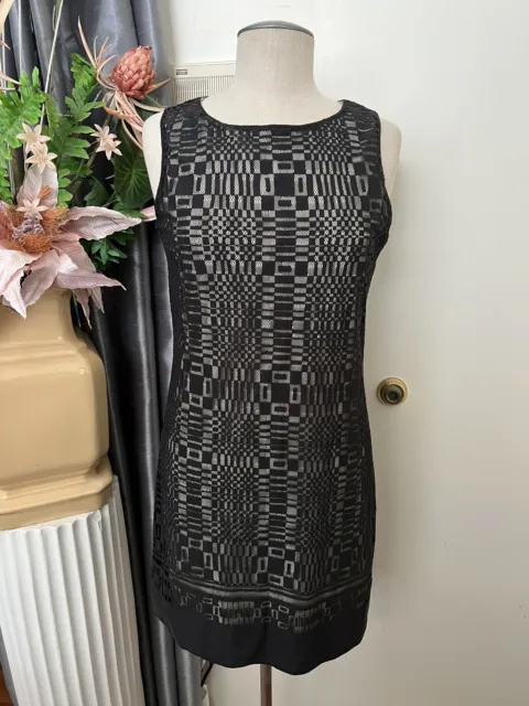 C4-- NWT black STUDIO M sleeveless lace vincenza women's knee length dress XS