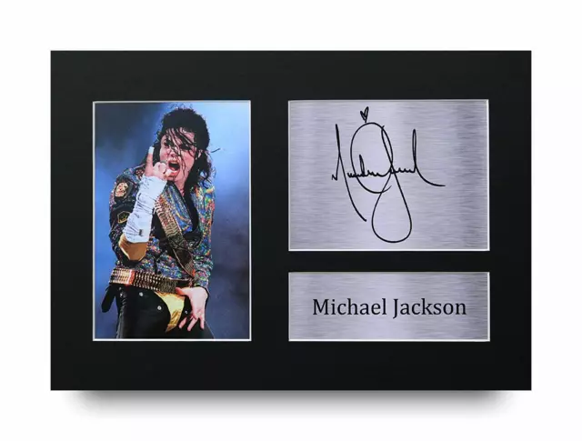 Regalo fotografico A4 firmato autografo prestampato Michael Jackson per un fan pop