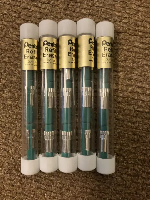 5 Pentel Refill Eraser 3 Tub Green