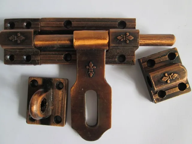 vtg strong slide latch bolt door hasp cast iron rustic long handle double lock