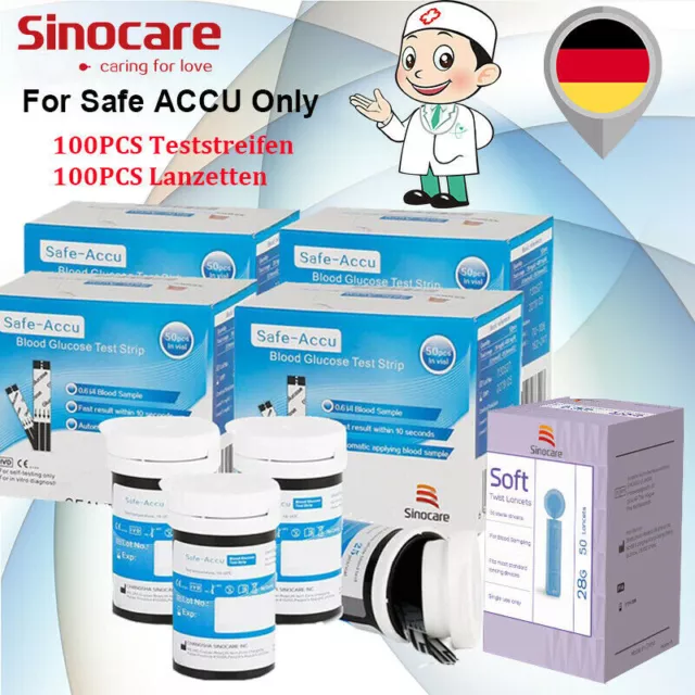 Sinocare Safe-ACCU Diabetes Test 100 Stück Blutzucker 100 Teststreifen