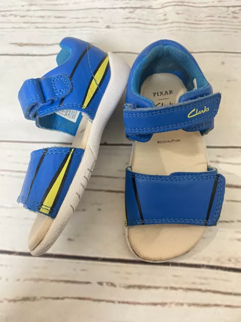 Clarks Size 6.5  G Infant Boys Blue Disney PIXAR Leather Sandals VGC