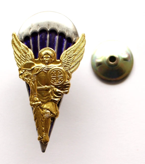 Original Ukrainian Steel Pin Badge Medal Skydiver Archangel Michael 1st class