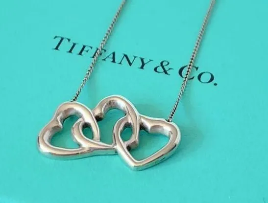 Tiffany & Co. 3 ​​Triple Open Heart Necklace Pendant Sterling Silver 925