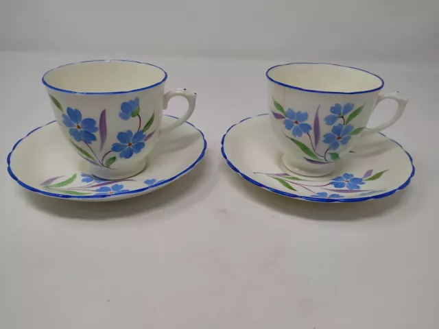 ART DECO ? PLANT TUSCAN CHINA CUP & SAUCER with BLUE FLOWER decoration (3) A/F