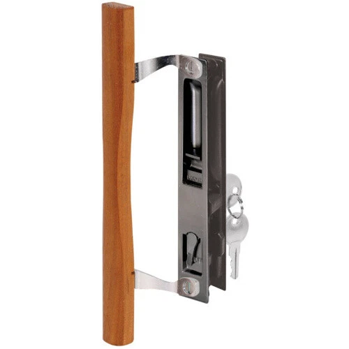 New Sliding Glass Door Keyed Internal Hook Latch Lock Mechanism W/ Wood Pull H