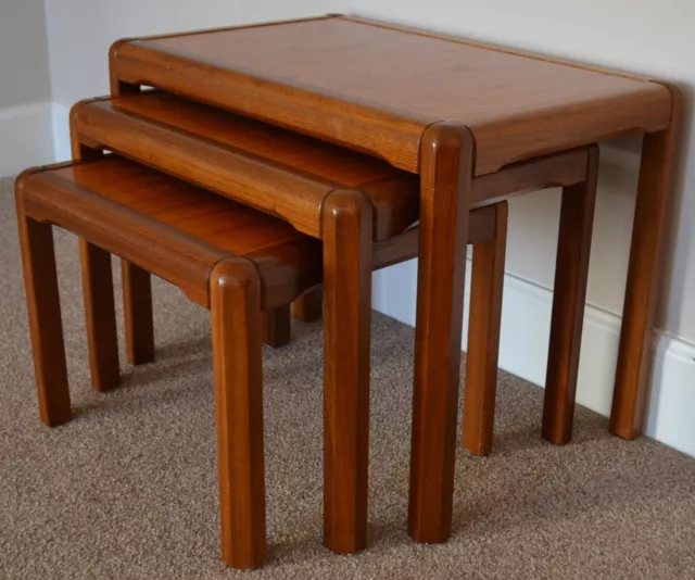 Vintage Mid Century MADE IN DENMARK Teak 1960s Nest Of 3 Side Coffee Tables