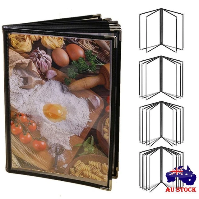 Restaurant Menu Covers - 10 Pack Green Double Fold 8.5x11 Inch Clear Menu Holders