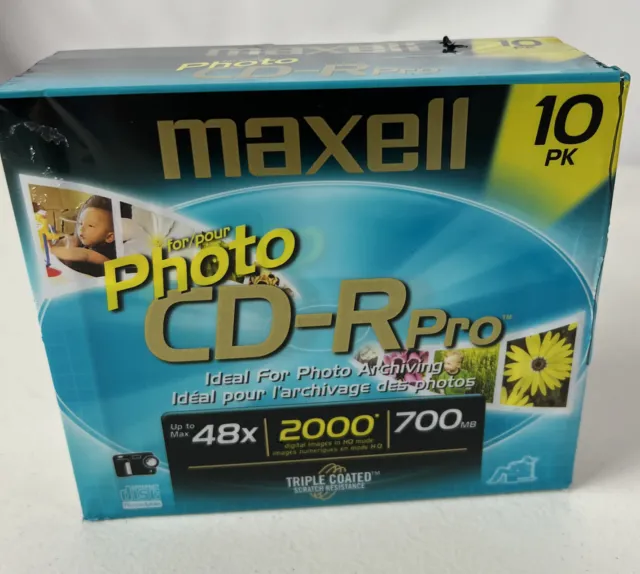 MAXELL 10 Pack Photo CD-R Pro Compact Disc 48x 2000 Digital Images 700MB NEW