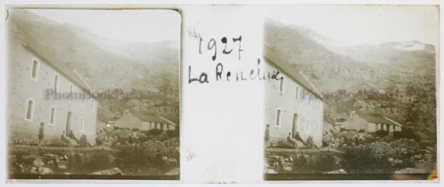 FRANCE Mountain House 1927 Photo Stereo Glass Plate Vintage 2