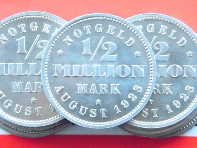 RARE GERMAN Coin 1/2 MILLION MARK Notgeld HAMBURG 1923 J Alu Emergency WEIMAR