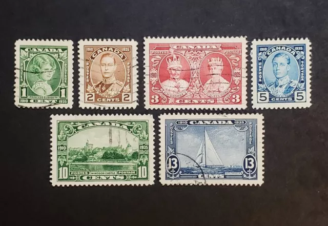 Stamps Canada Used: #211-216 King Geo. V Silver Jubilee VF Used