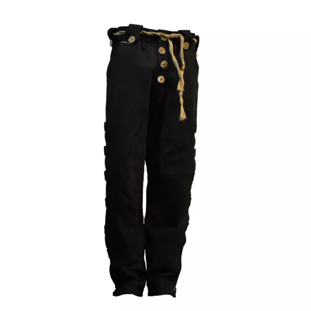 Trachtenlederhose, schwarz, mit Knopfleiste Lederhose Herren Oktoberfest