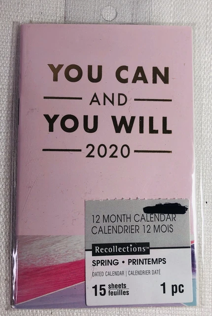 Pocket Calendar 2020 You Can and You Will Monthly Mini Small Recollections 3"x5"