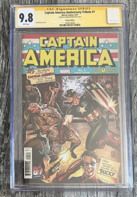 Captain America Anniversary Tribute #1 Signed Brooks Variant  CGC SS 9.8 Marvel