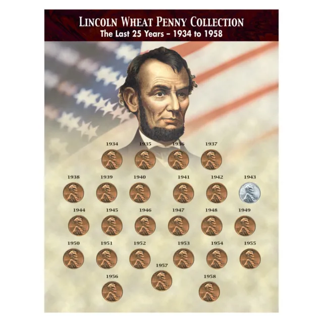 NEW The Last 25 Years of Lincoln Wheat Penny Collection (1934-1958) 7422