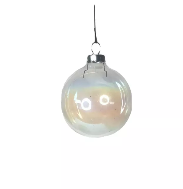 Northlight 3.25 Clear Iridescent with White Frost Glass Ball Christmas  Ornament