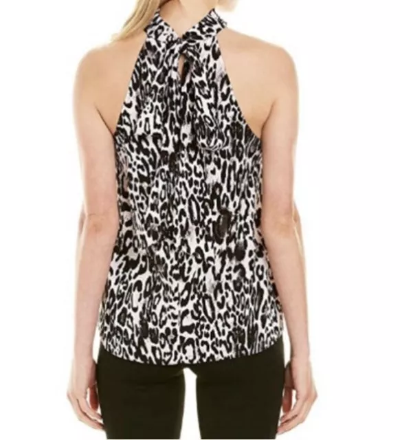 Milly Emma Blouse Leopard Print Sleeveless Halter Top Blouse Petite NEW 2