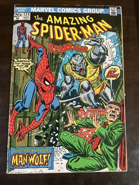 Amazing Spider-Man #124 1St App Man Wolf Marvel Comics Vg+