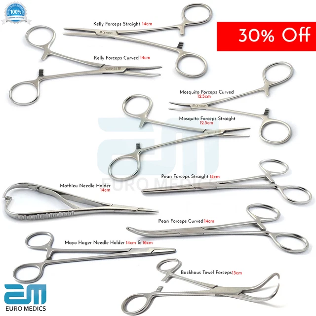 Locking Forceps Artery Hemostatic Clamp Kelly + Mosquito + Pean + Mayo Hegar New