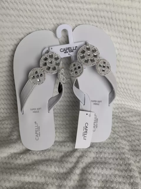 CAPELLI NEW YORK Sandals Womens 10 Flip Flop Thong Black Toe Post