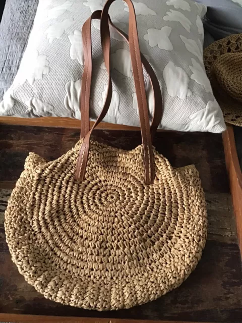 Laura Jones paper Weave / Straw Style Boho Tote 2