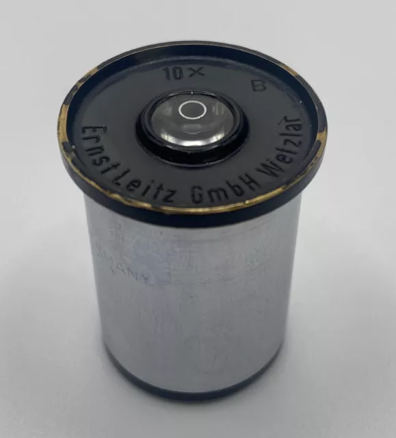 Vintage Leitz Wetzlar Microscope Eyepiece Ocular Lens GmbH 10X B with Pointer