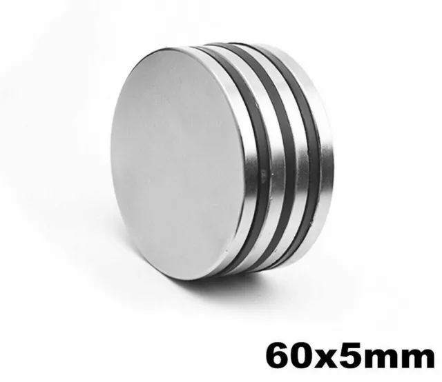 2 piezas de neodimio N35 D60x5mm fuerte disco magnético Ndfeb de tierras...