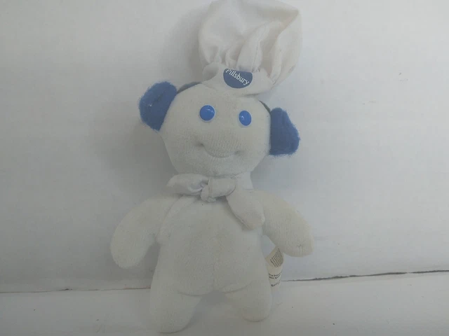 2001 Pillsbury Doughboy Mini Plush Beanie Beanbag Doll Magnet w Earmuffs FS!