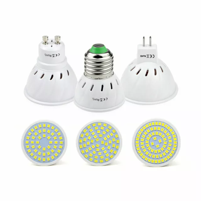 48/80 LED Spot Light Bulb MR16 GU10 E27 E14 Lamp 2835 SMD 220V 110V Warm White