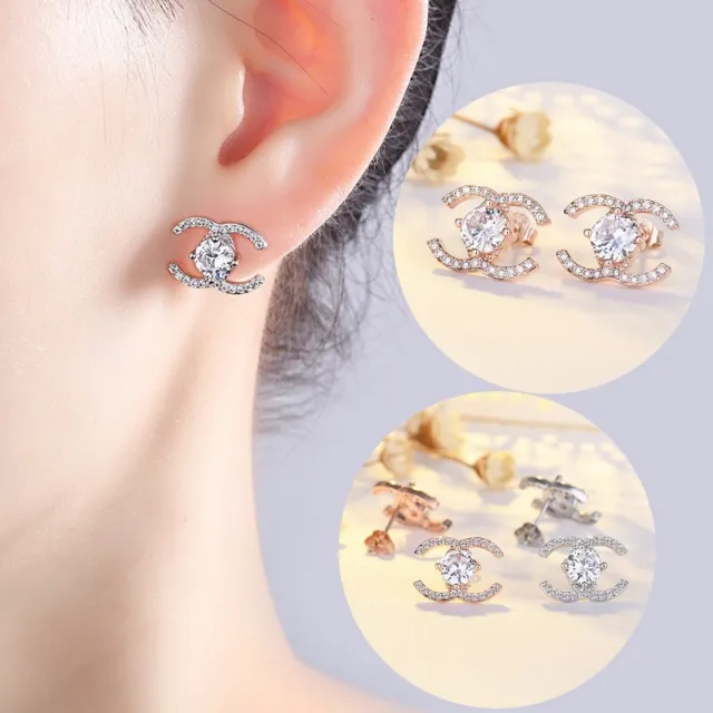 New Fashion Women Lady Elegant Crystal Rhinestone X shape Ear Stud Earrings Gift