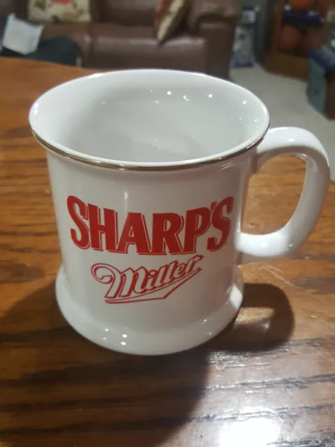 Sharp's Miller Beer Cup W/ Gold Rim Coffee Tea Cocoa Mug Red/White New