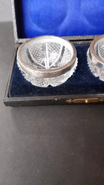 Sali d'argento vetro edoardiano taglio antico in scatola Birmingham 1906 2