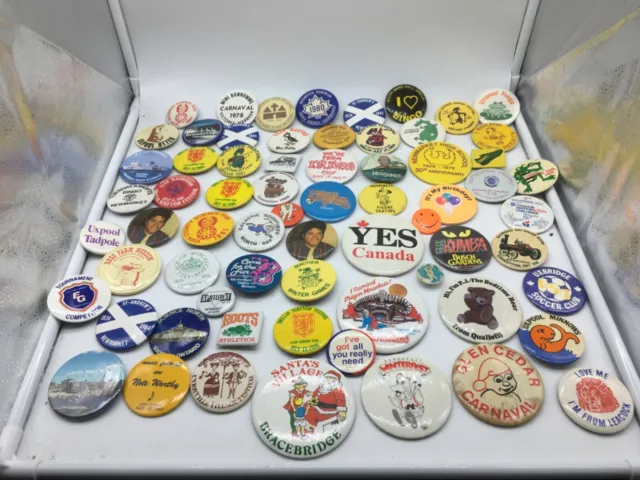 Lot of Pinback Buttons Large Pinback Button Collection