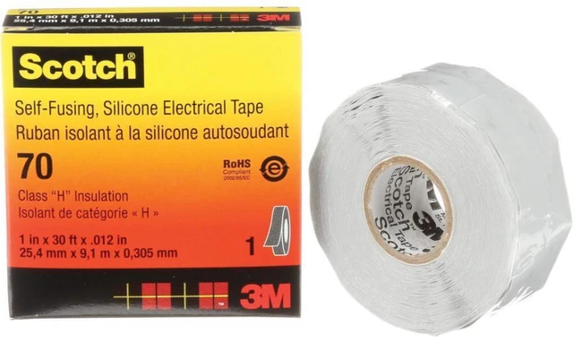 Self-Fusing Silicone Caoutchouc Électrique Bande 25.4mm X 9.14m Bleu Ciel Gris