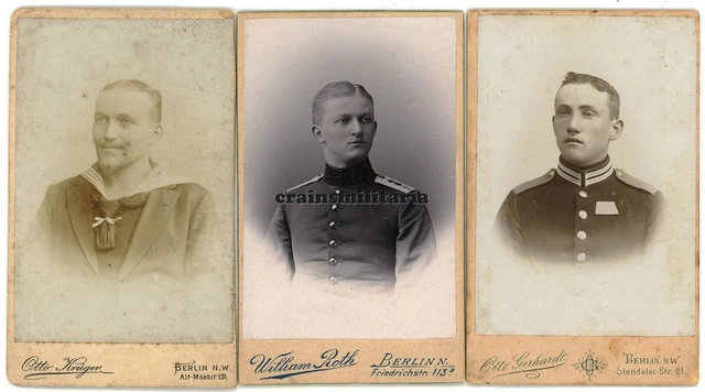 3x Orig. Foto CDV Portrait Soldaten in BERLIN - ua Reichsmarine 1904