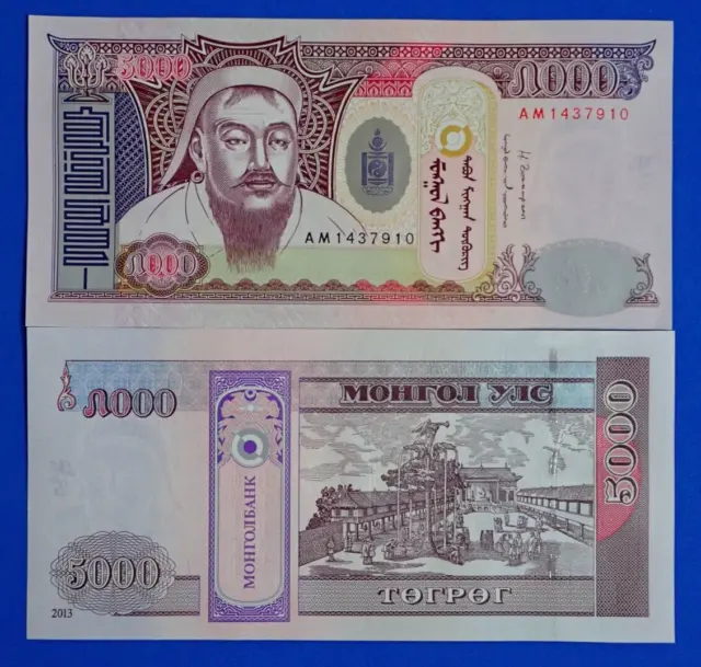 Mongolia 2013 UNC 5000 tugrik banknote