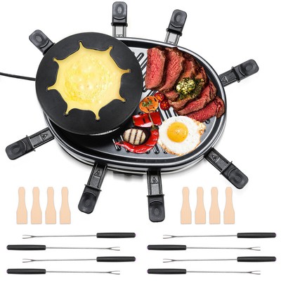 Mini raclette 2 persone rivestimento antiaderente griglia per raclette senza corrente padella per formaggio e spatola in legno tealight per raclette con padella 