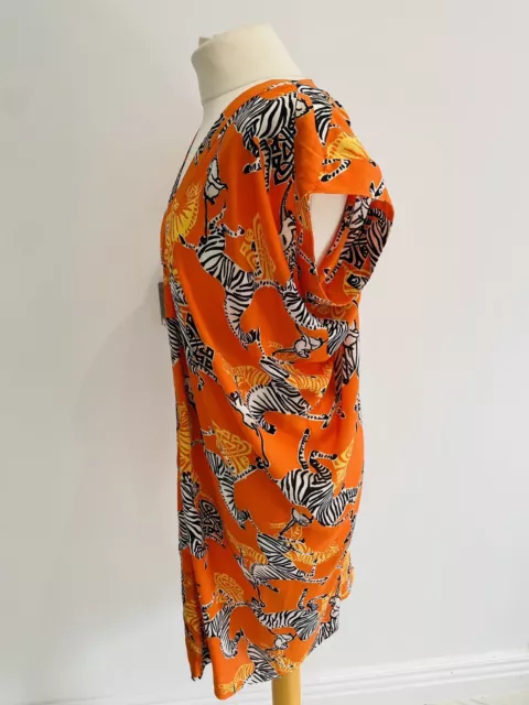 Biba Multicoloured Print Orange Zebra Beach Cover Up Size 10 2