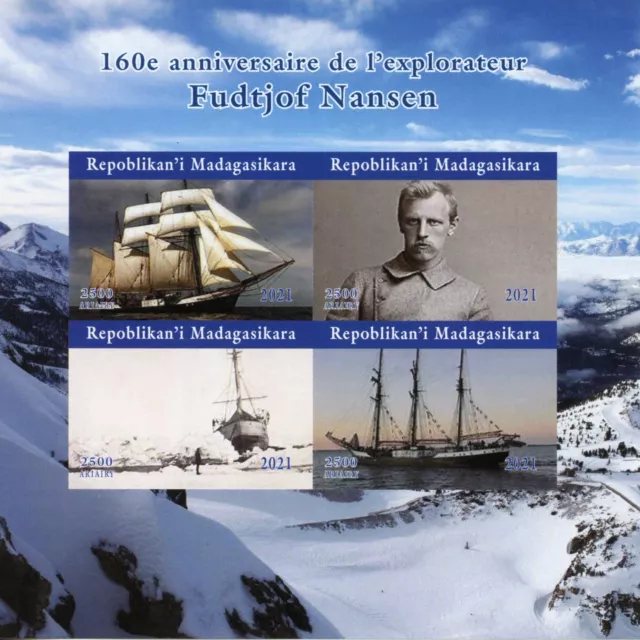 Madagascar Ships Stamps 2021 MNH Fridtjof Nansen Exploration People 4v IMPF M/S