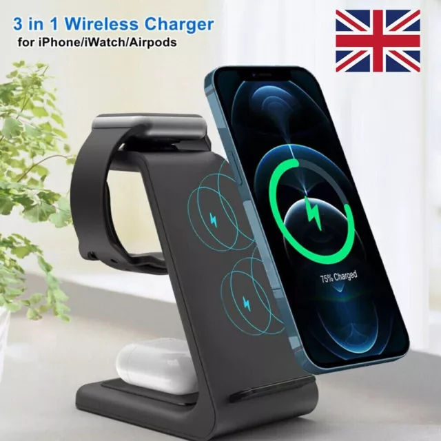 3 in 1 Qi Fast Wireless Charger Dock Charging Station For Apple Watch iPhone