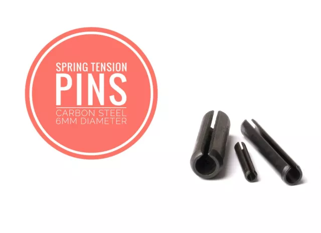 Slotted Spring Tension Pins Sellock Roll Pins Carbon Steel 6mm Diameter