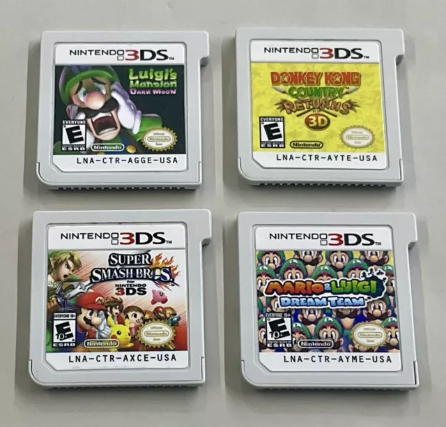 Lot of 4 Nintendo 3DS Games - Smash Bros Mario & Luigi, Luigi’s Man & DK Country