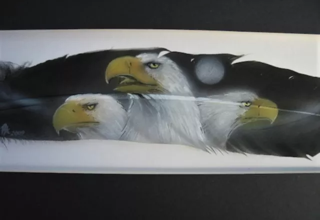 Moonlit Eagles - Russ Abbott - Original Hand Painted Feather