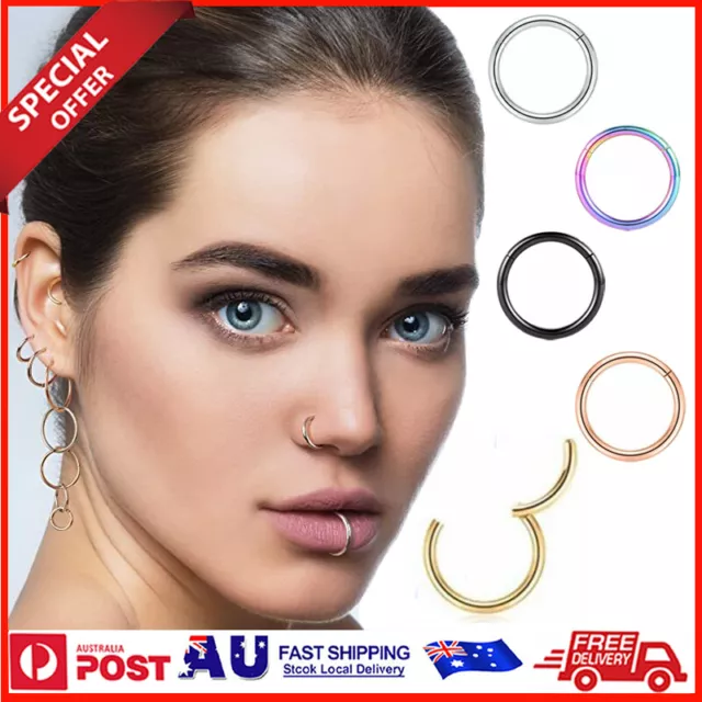 Stainless Steel Segment Hinged Clicker Ear Nose Body Ring Lip Hoop Piercing 1PC