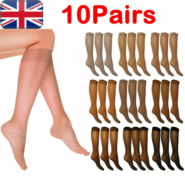 10 Pairs Women Over Knee High Tights Pop Socks Comfort Top Silky Smooth Socks UK