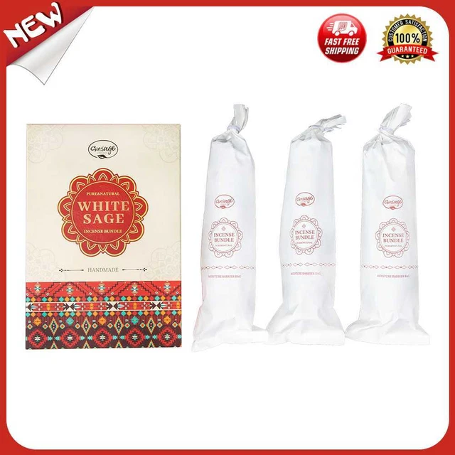 Paquete de 3 palo de mancha de salvia de combustión lenta curación y meditación aromaterapia Ene