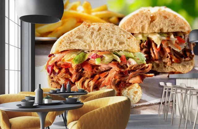 Papier Peint 3D Adhésif Grill Kebab Shop R1114 - Déco Commerce/maison